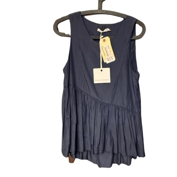 Pink Stitch Dresses & Skirts - Chic Asymmetrical Blue Women's Shirt